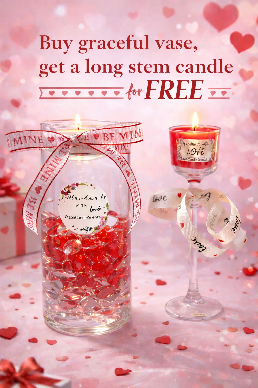 Graceful Vase + Free Red Short Stem Candle