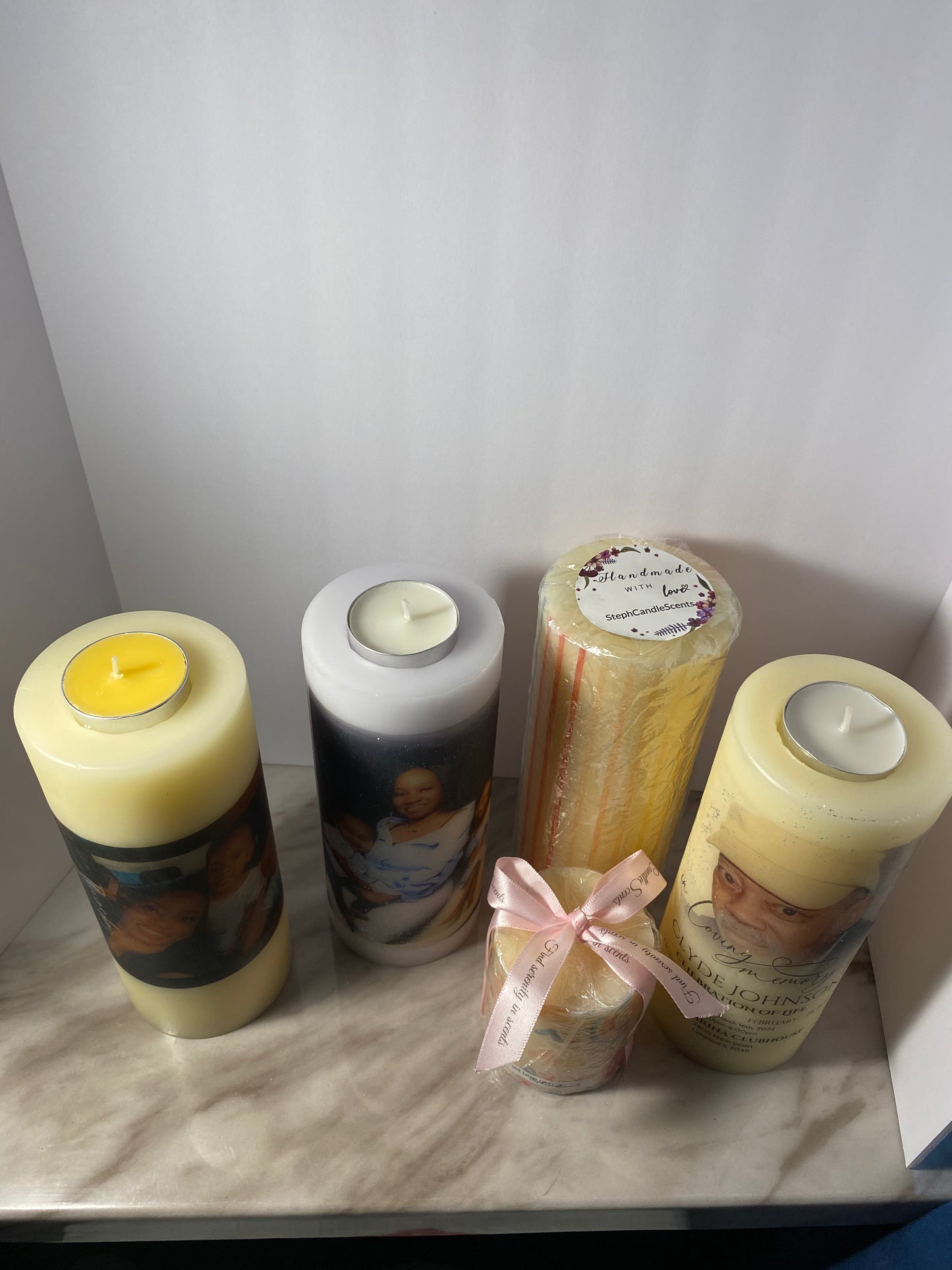 Picture tealight candle with personalized image ￼￼￼